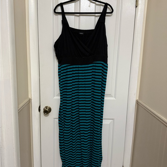 Torrid Black and Teal Striped Maxi Dress - Picture 1 of 1